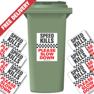 Speed Kills Please Slow Down Speed Reduction Wheelie Bin Stickers